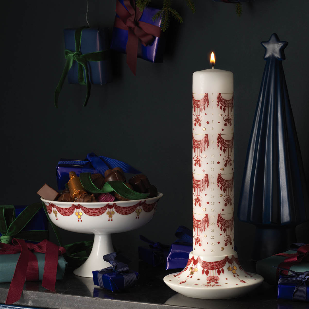 Guirlande Ljusstake 12,5 cm Röd