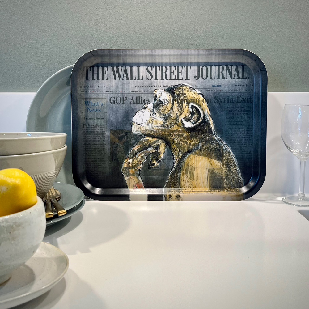 Bricka Monkey Business 28x36 cm Svart