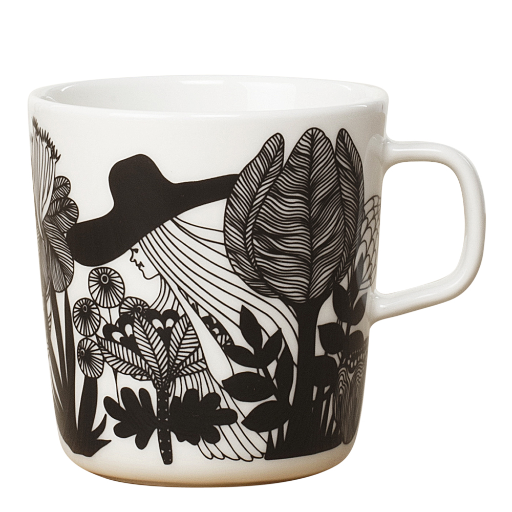 Siirtolapuutarha Mugg 40 cl Svart/vit blommor