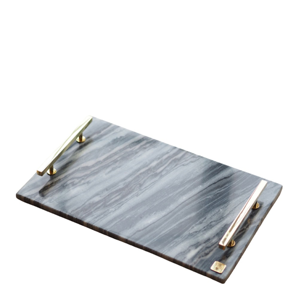 Bricka Marmor 40,5x25,5 cm Mässing