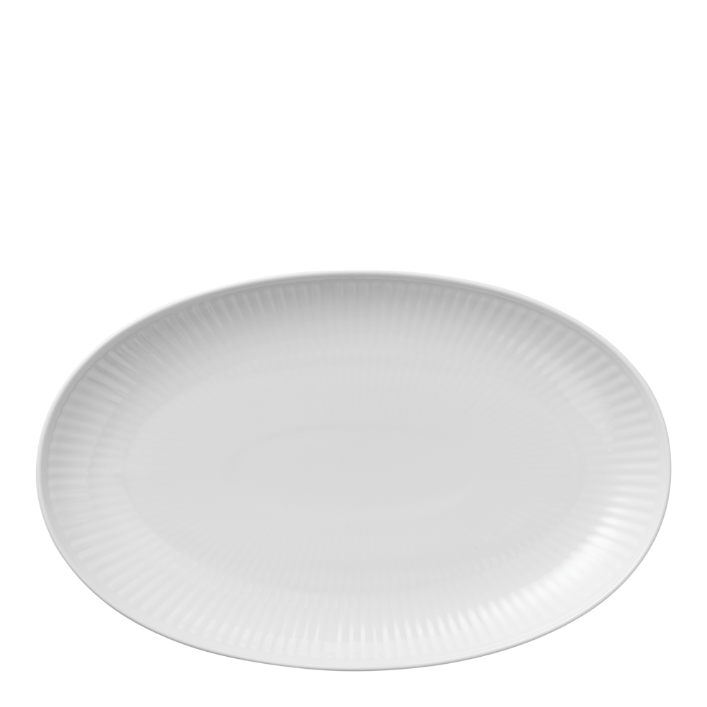 White Fluted Fat 22 cm ovalt
