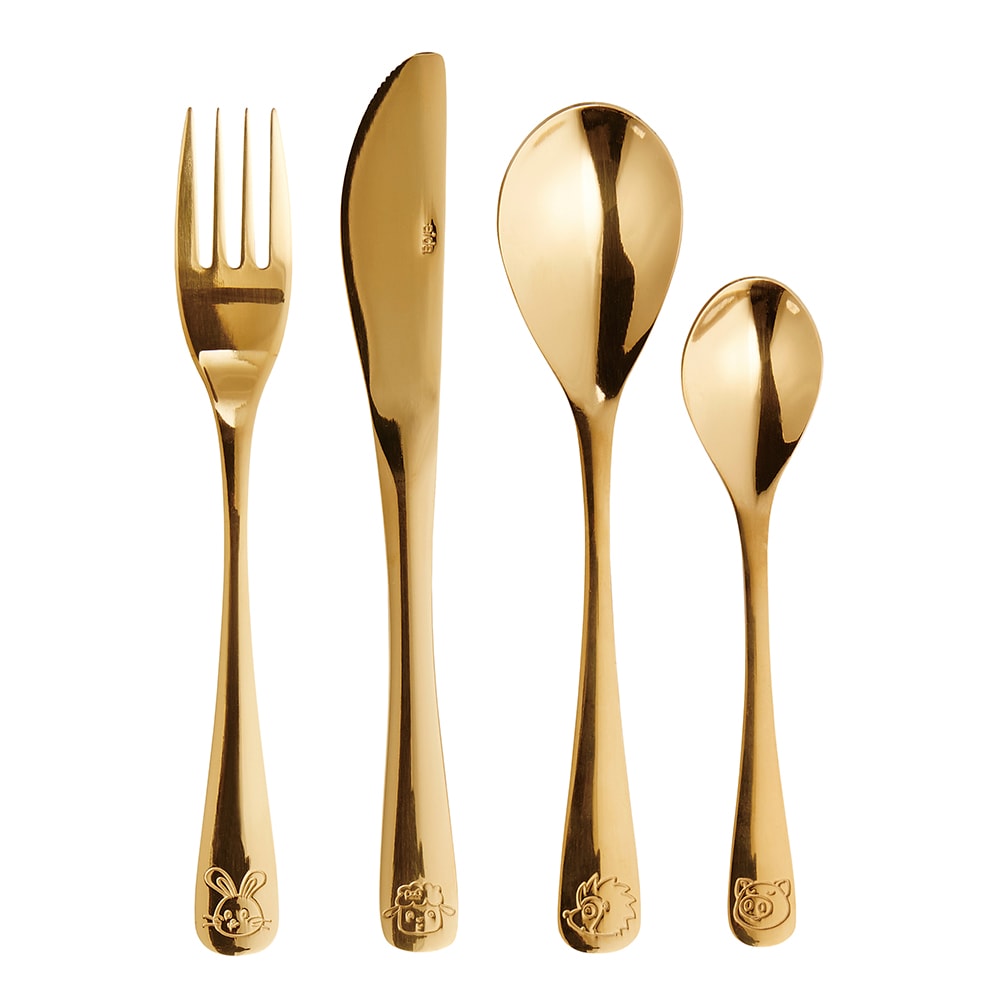 Barnbestick 4 delar Guld