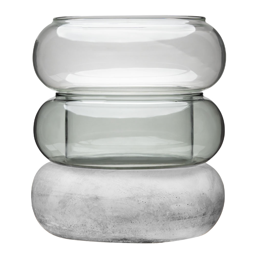 Bagel Lykta/Vas 16,5x18,5 cm Grå