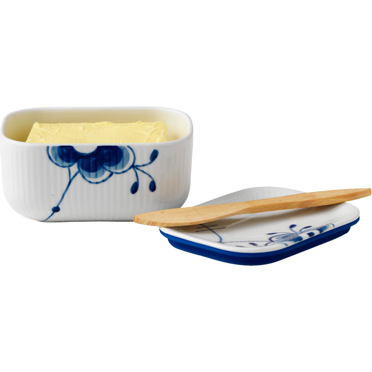 Blue Fluted Mega Smörask med lock 42 cl