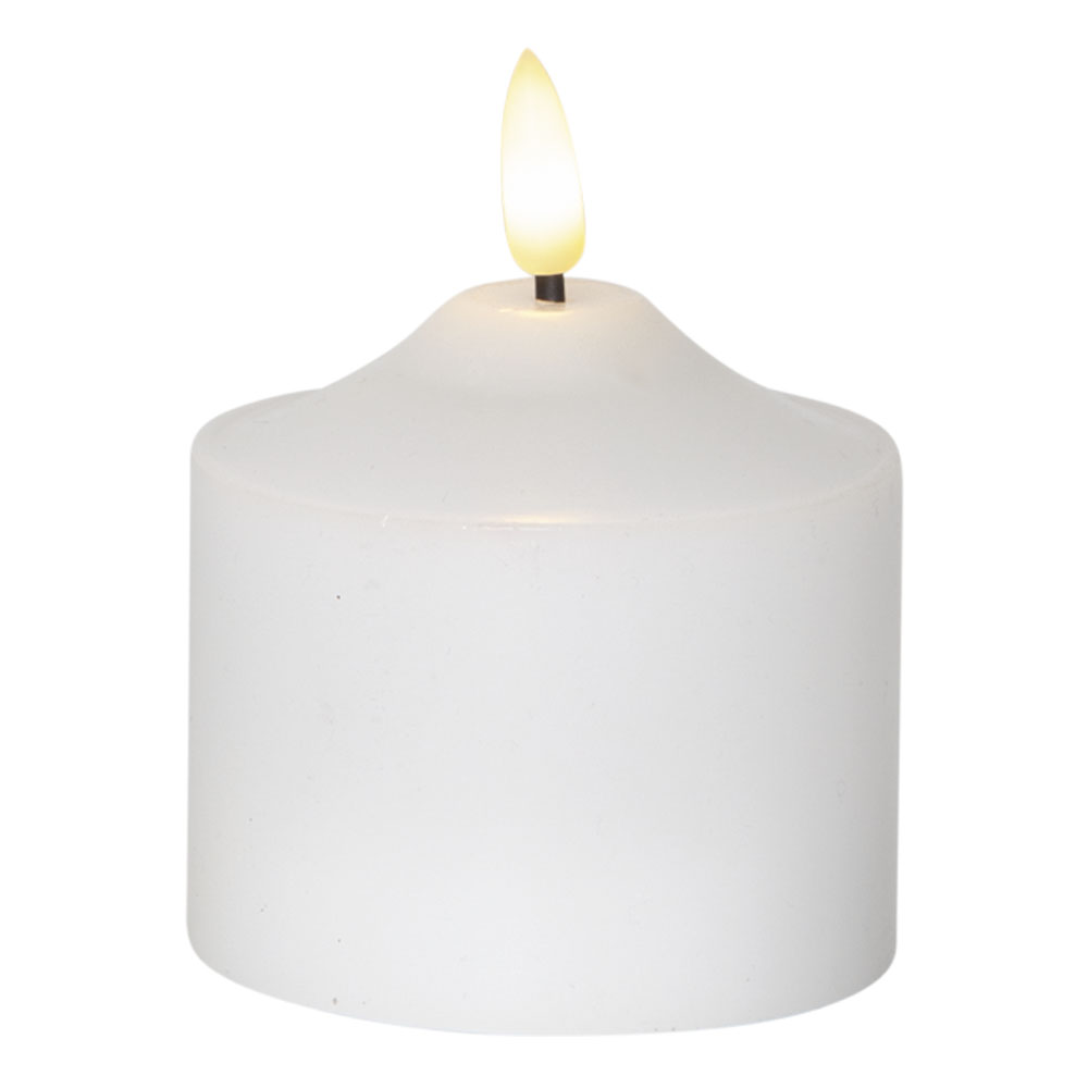 Flamme LED-Blockljus med timer 9,5 cm Vit