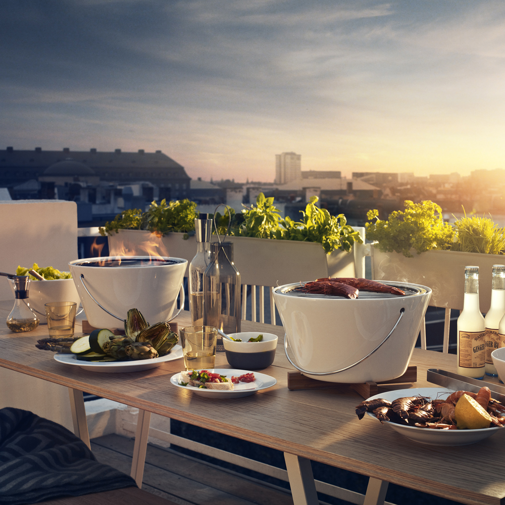 Outdoor Bordsgrill 30 cm Vit