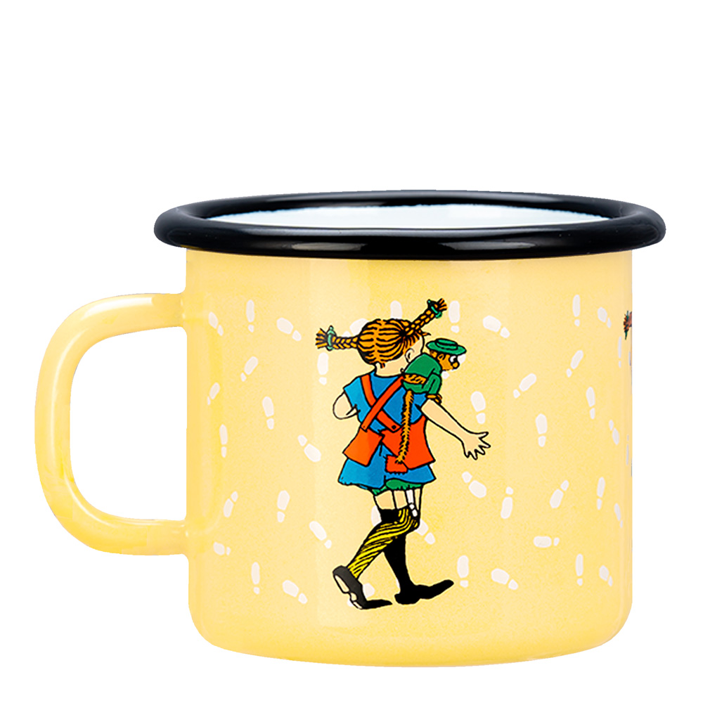 Pippi Emaljmugg Fotsp&aring;r 2,5 dl Gul