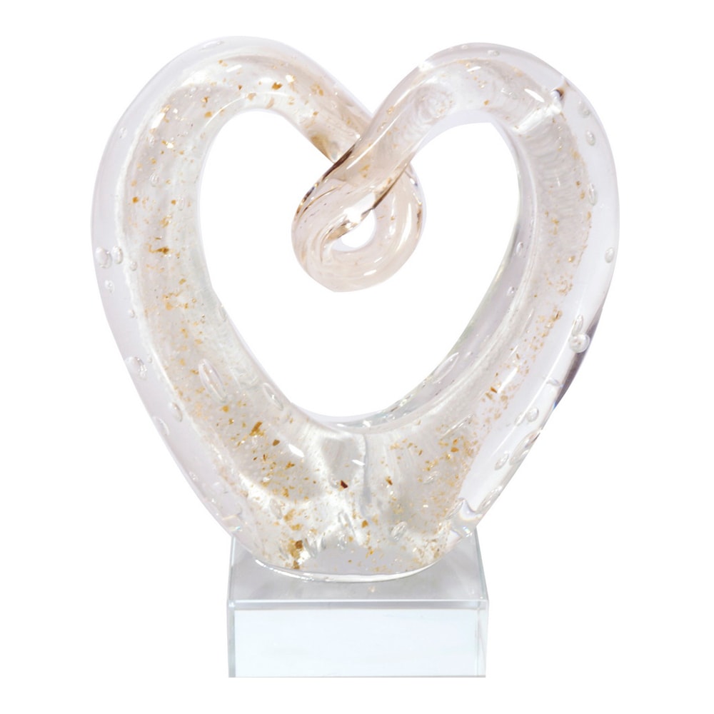 Glasskulptur Hjärta 12,5 cm Vit