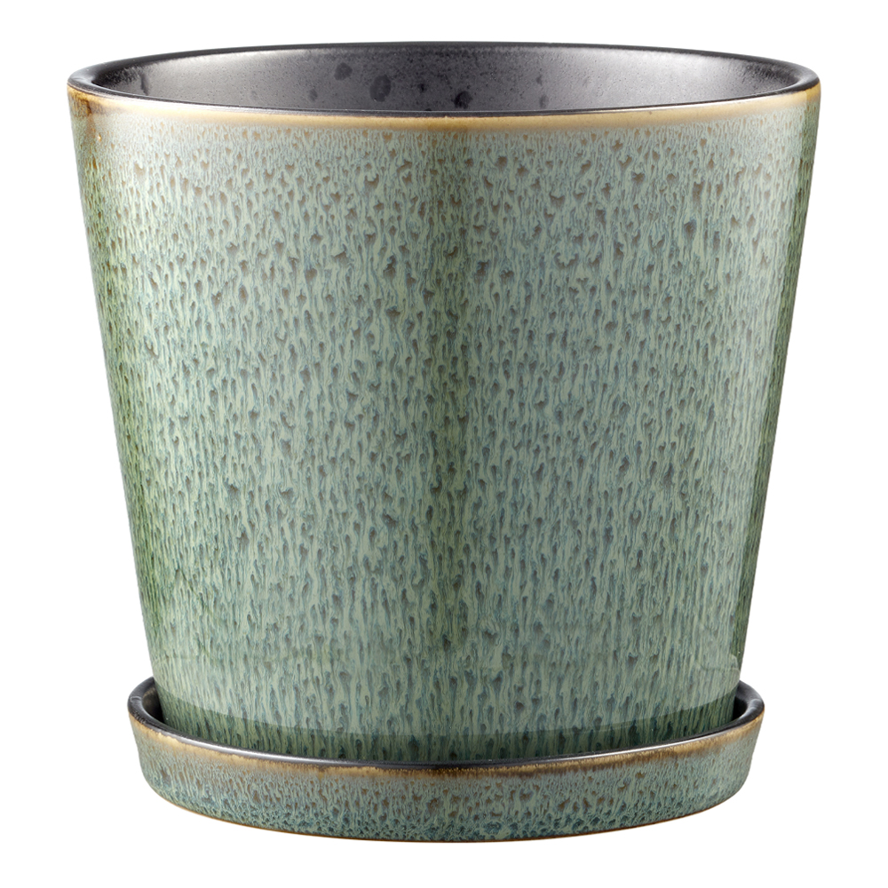 Skjuler Kruka med fat 12,5 cm Grön/Svart