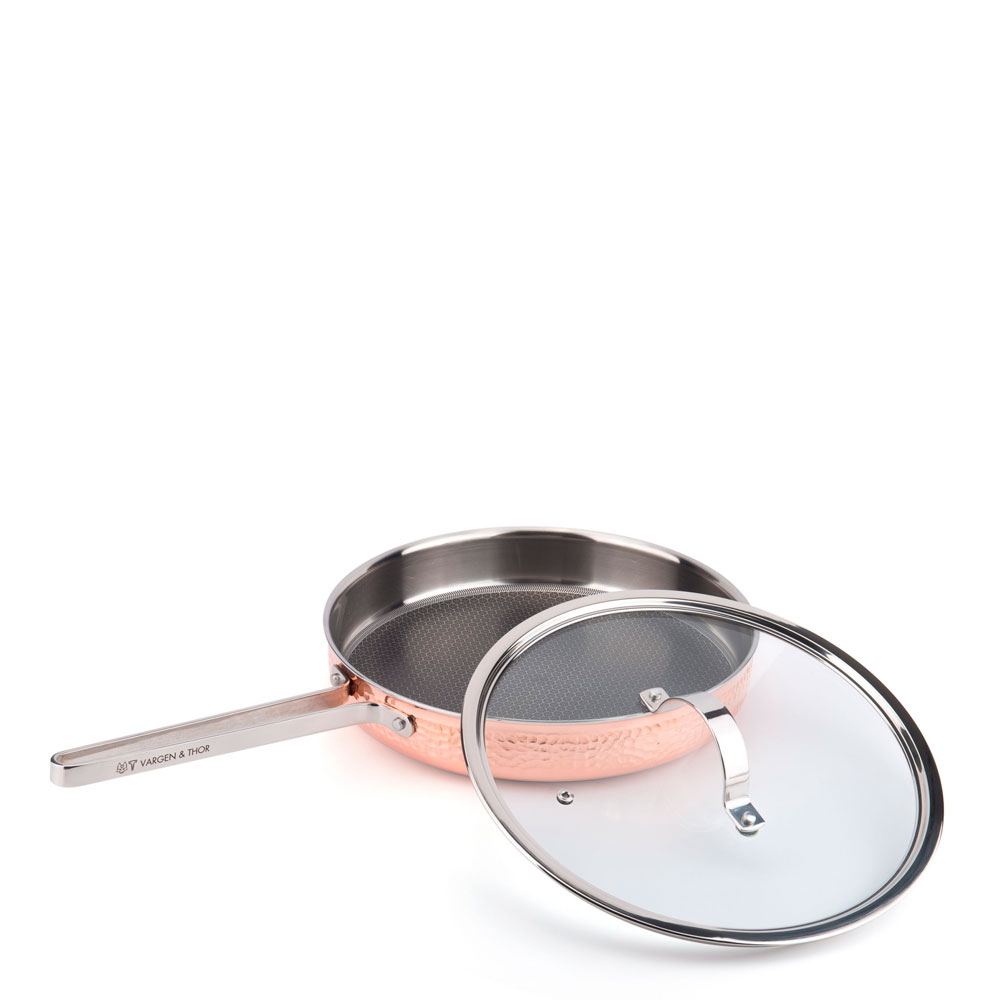 Traktörpanna med Glaslock Koppar 28 cm