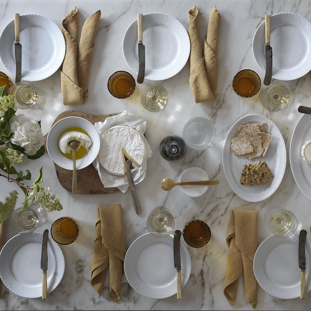 White Fluted Half Lace Tallrik 22 cm