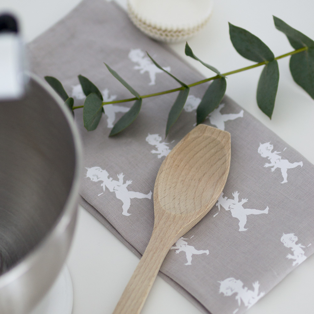 Handduk Halvlinne 50x70 cm Grå/Vit