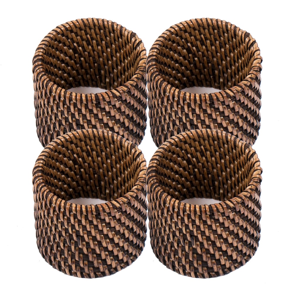 Rattan Servettring 4,5 cm 4-pack Brun