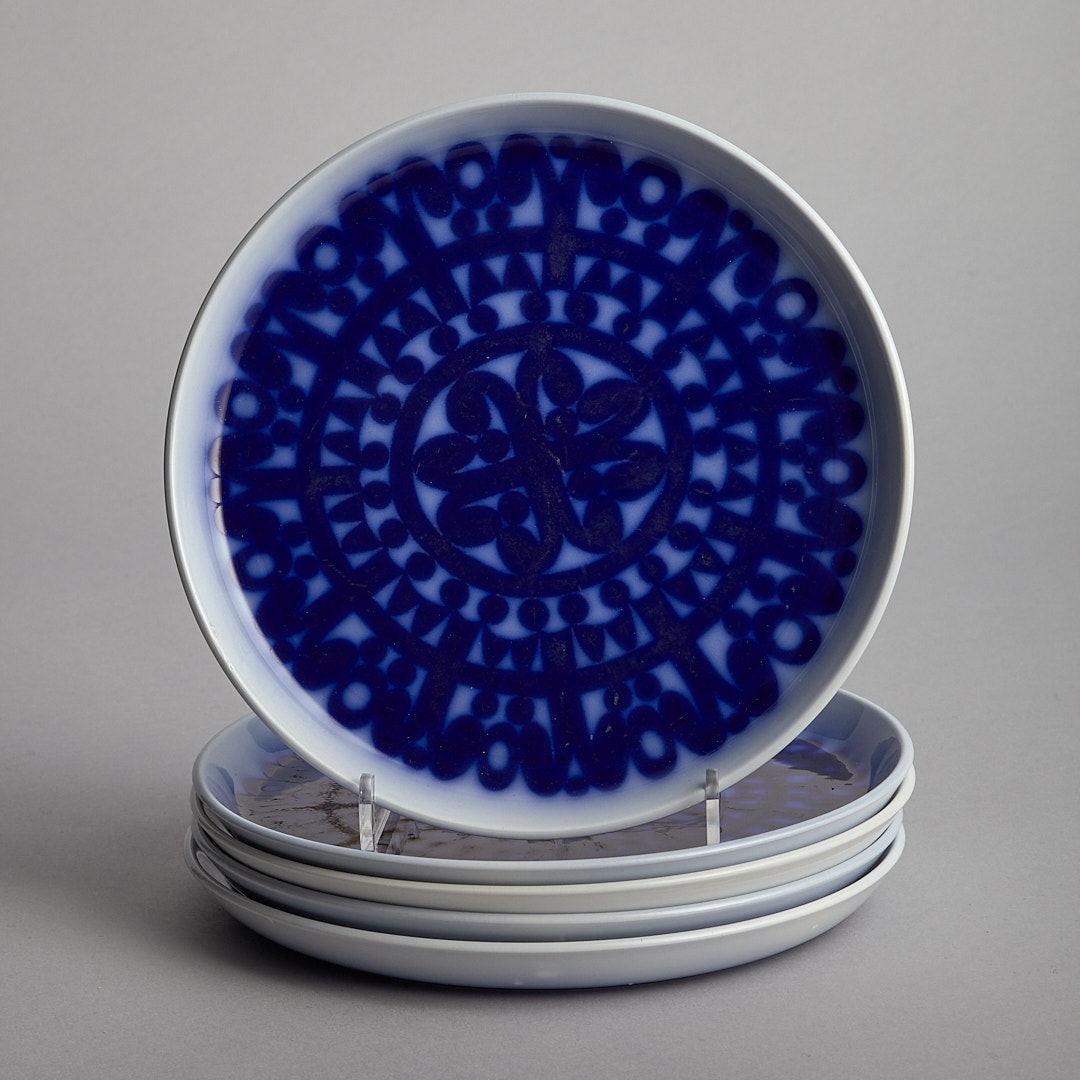 SÅLD "Blå Husar" Tallrikar 5 st