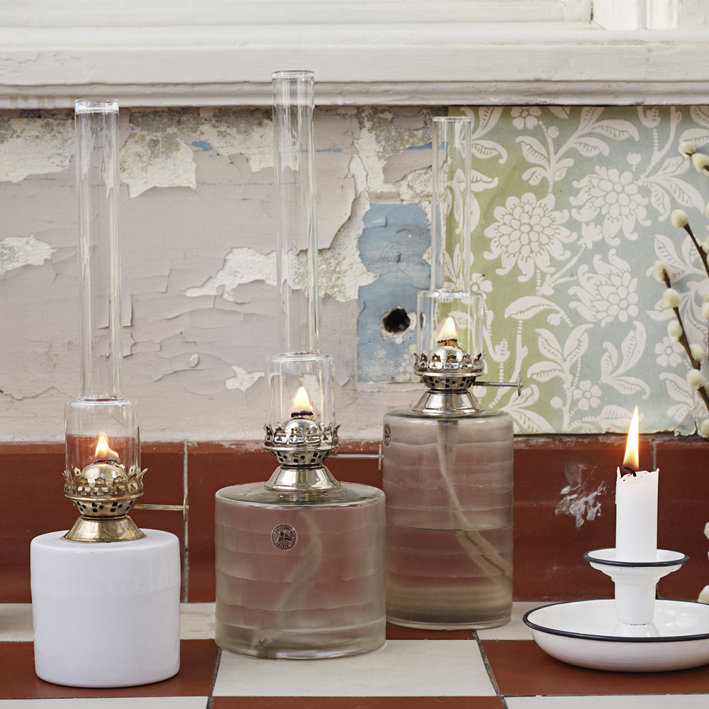 Fotogenlampa Rak Stor Glas Frostat