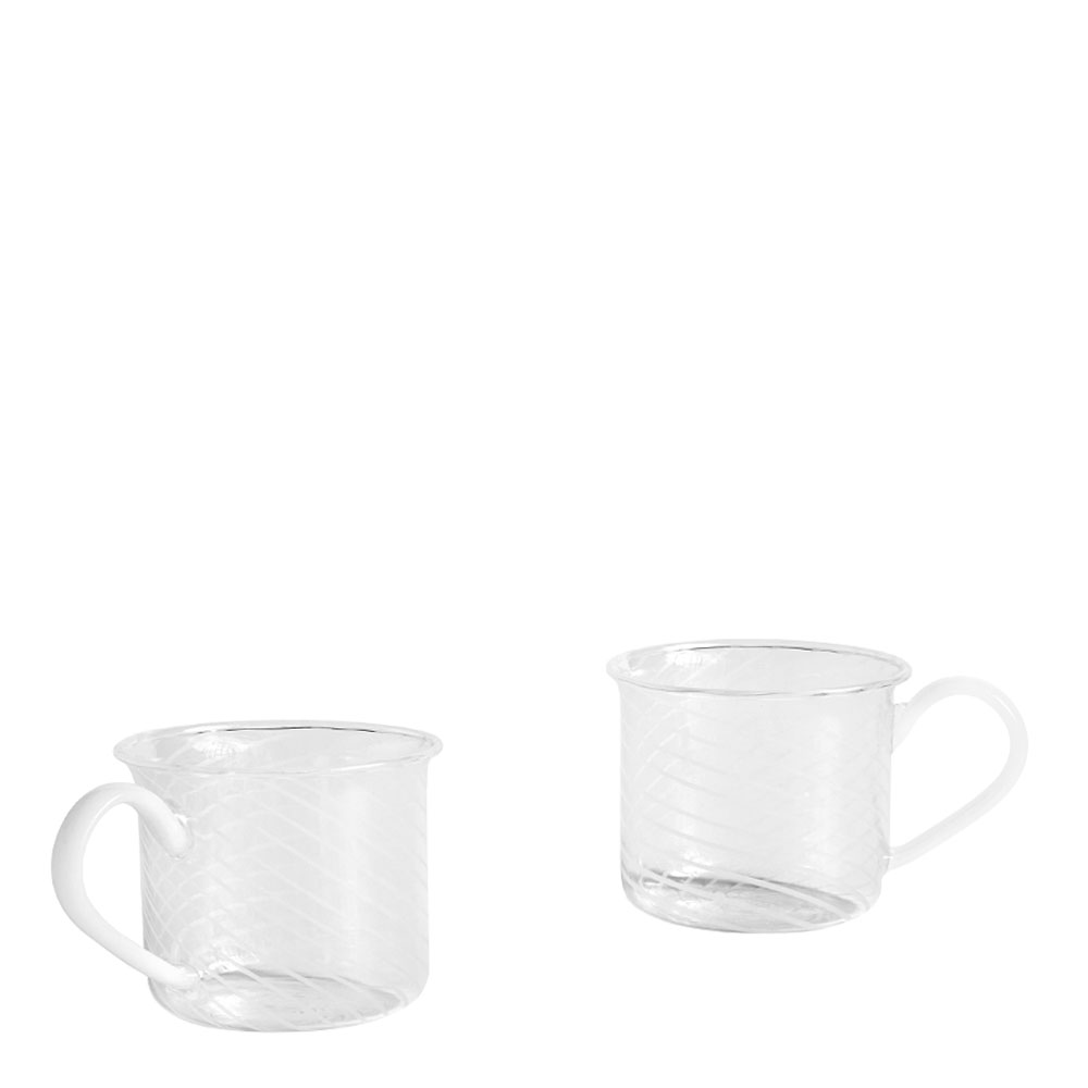 Mugg borosilikatglas 8 cm 2-pack Klar/Vit