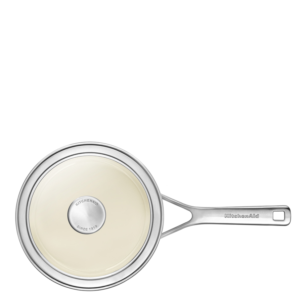 KitchenAid Steel Core Enamel Kastrull med lock 18 cm Kräm