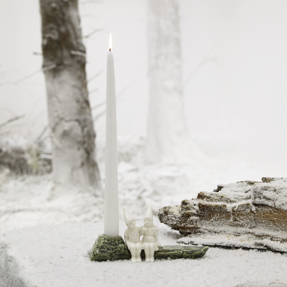 Christmas Tales Ljusstake Hug 8,5 cm Vit/Grön