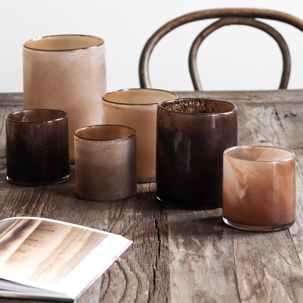 Lyric Ljuslykta Glas 10x10 cm Brun