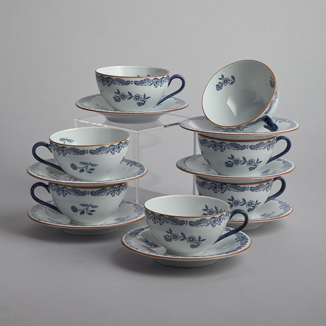 "Ostindia" Kaffekoppar med fat 7 st