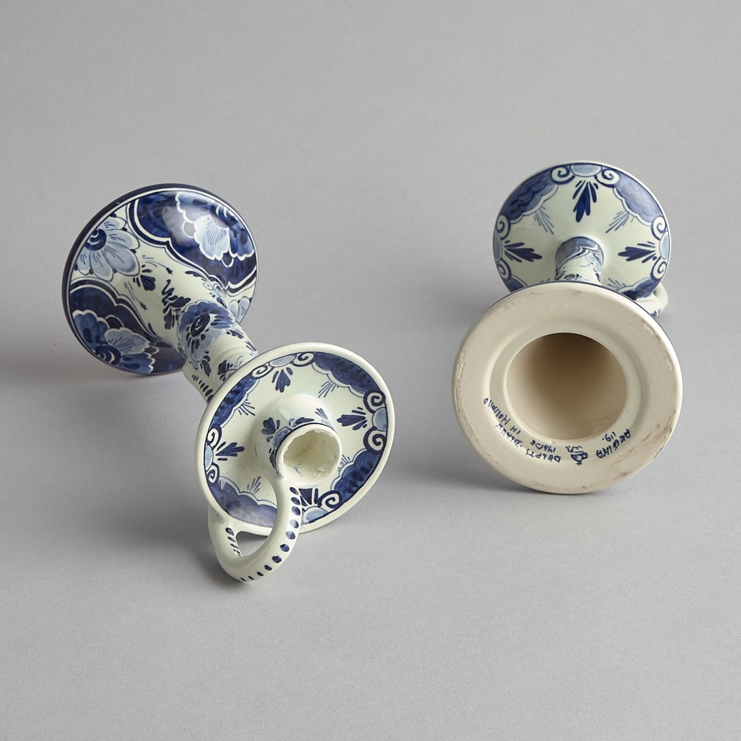 SÅLD Blåmönstrade Ljusstakar