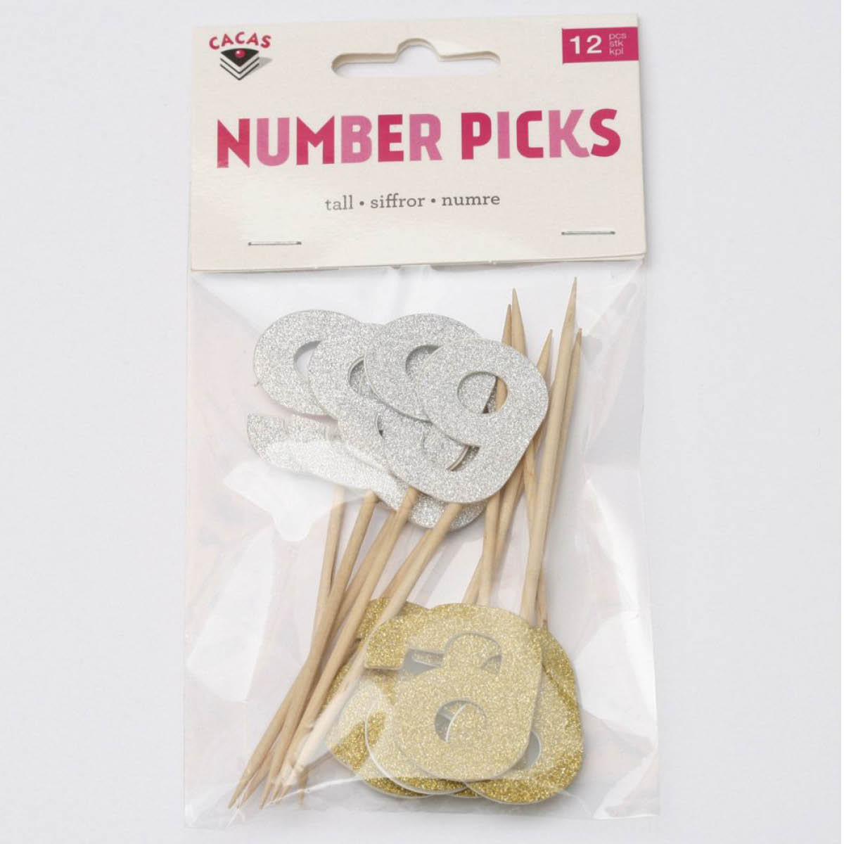 Dekorationssiffra 9 Papp 12-Pack Guld/Silver