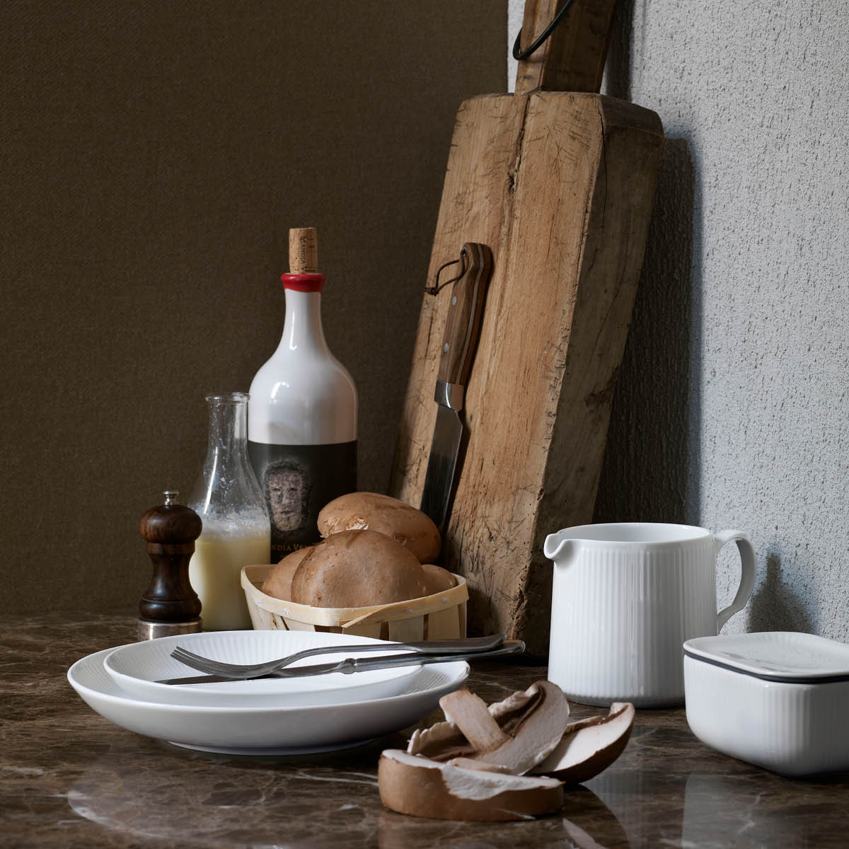 White Fluted Tallrik flat 20 cm