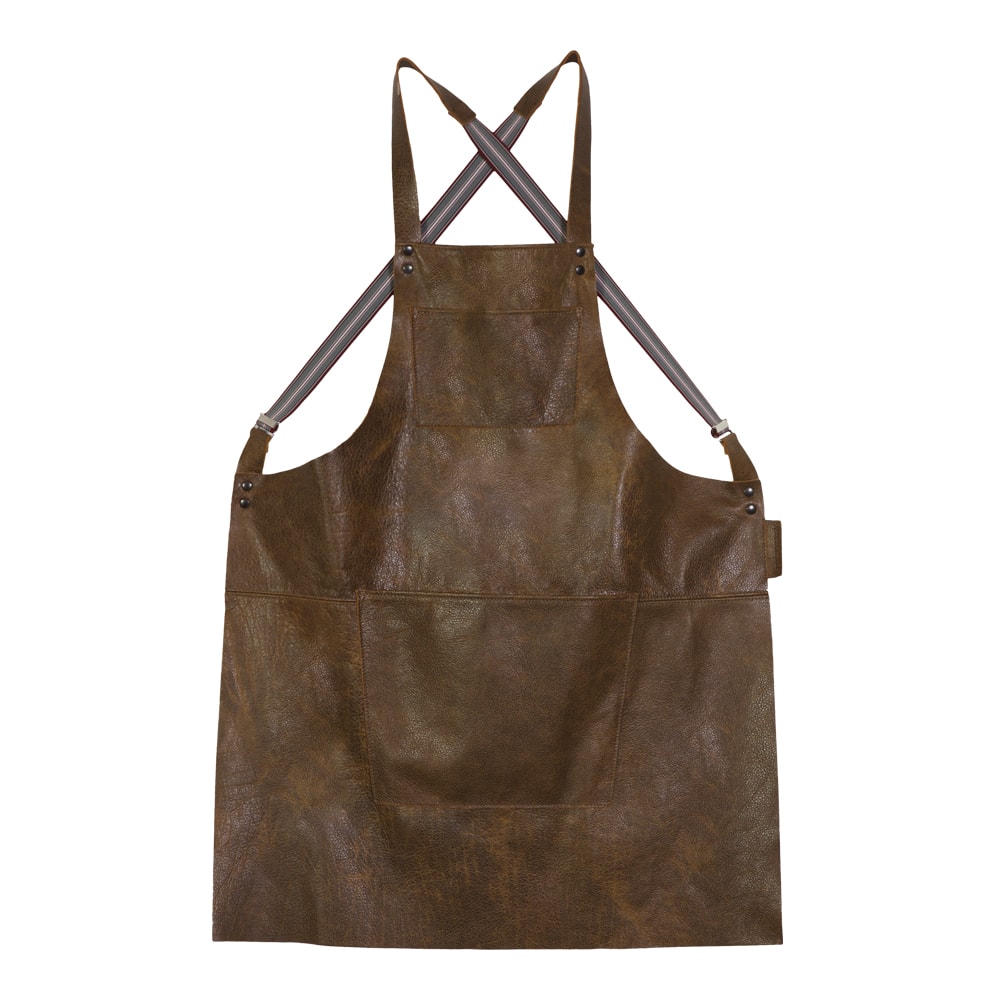 Förkläde Läder med hängslen Brun