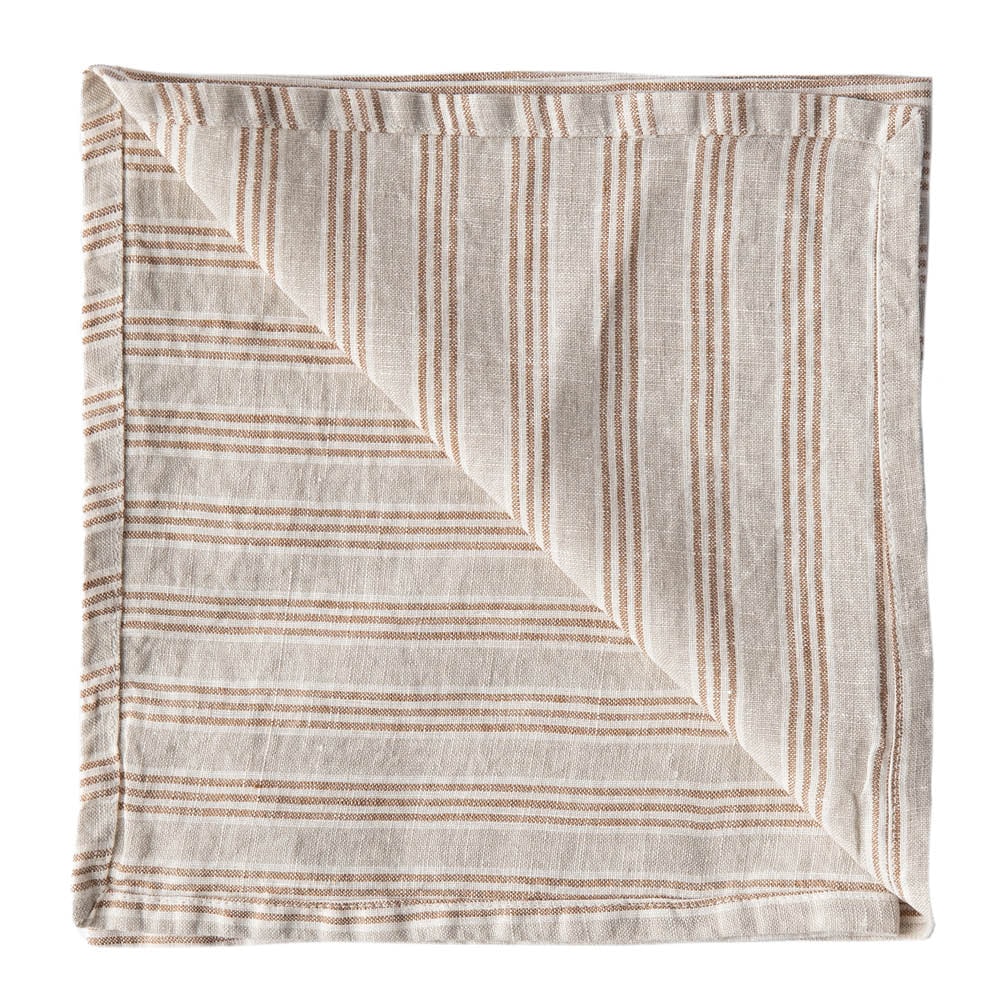 Lin Servett 45x45 cm Hazelnut Stripe