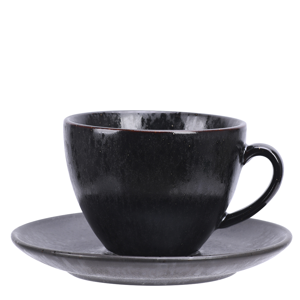 Mörke Kopp med Fat 23 cl Svart