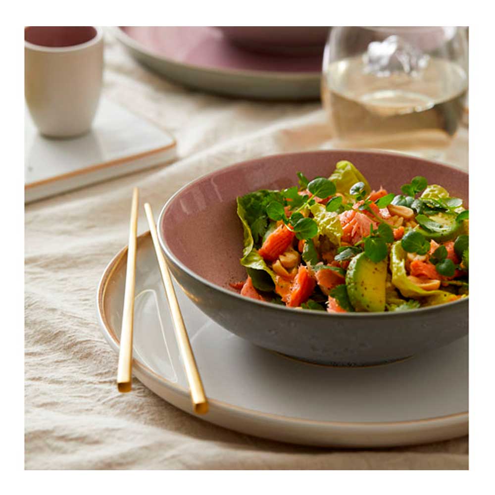 Pastaskål 20 cm Grå/Rosa