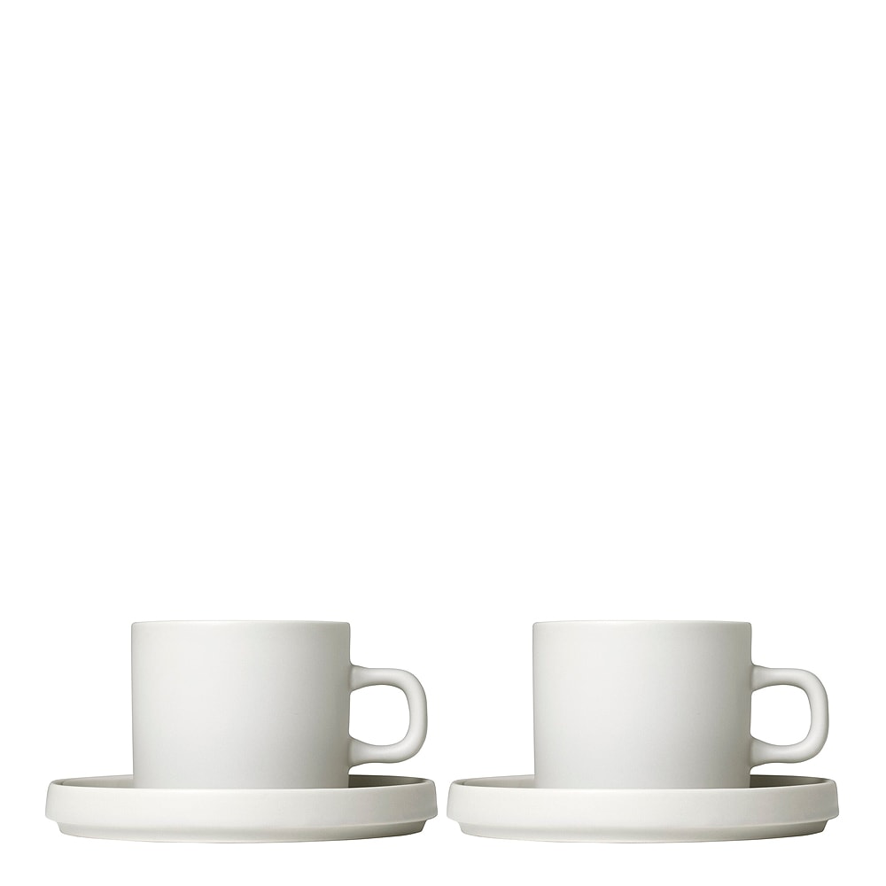 Pilar Kaffemugg med fat 2-pack Moonbeam