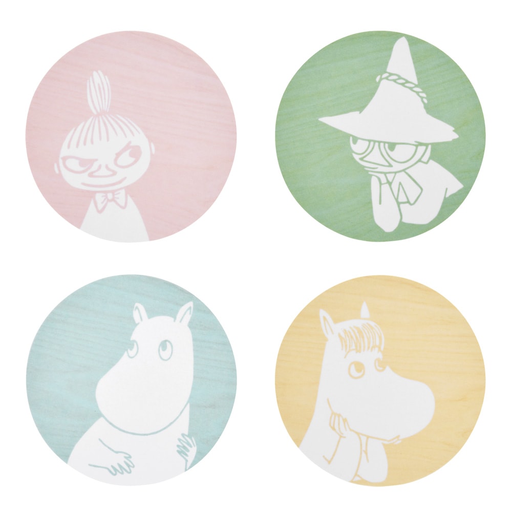 Mumin Glasunderlägg 10 cm 4-pack Flerfärgad