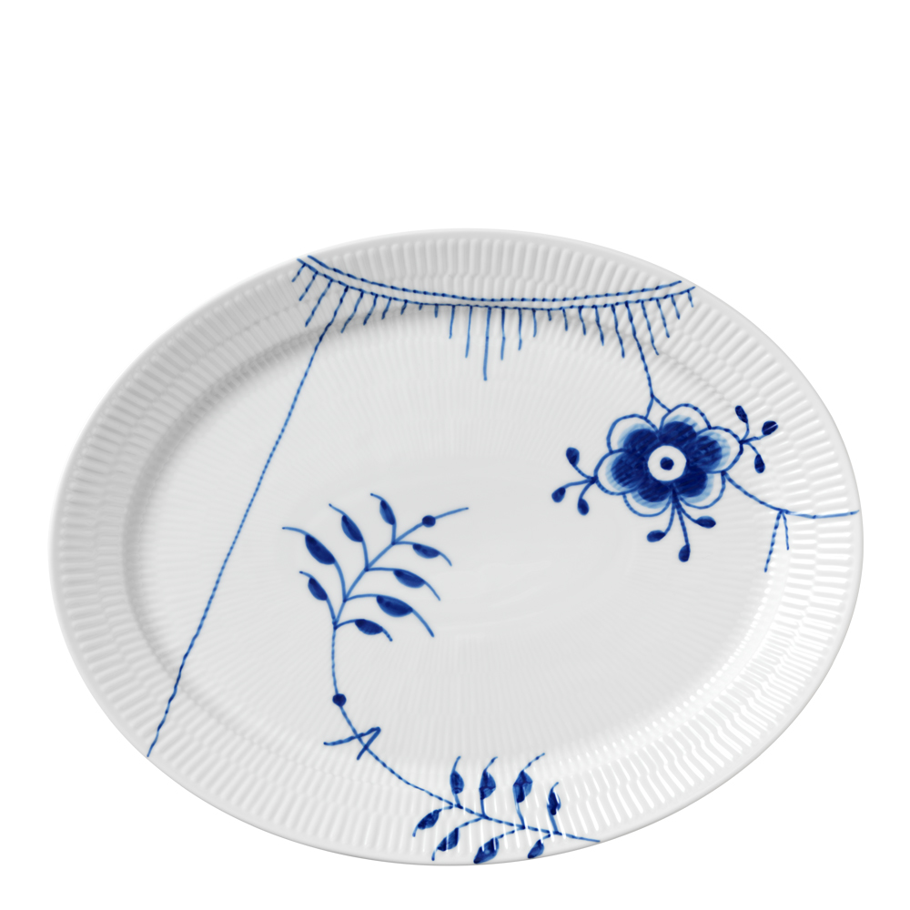 Blue Fluted Mega Fat oval 34,5 cm dekor nr 2