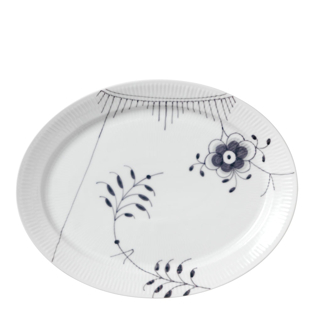 Black Fluted Mega Fat Oval 34 cm Dekor 2