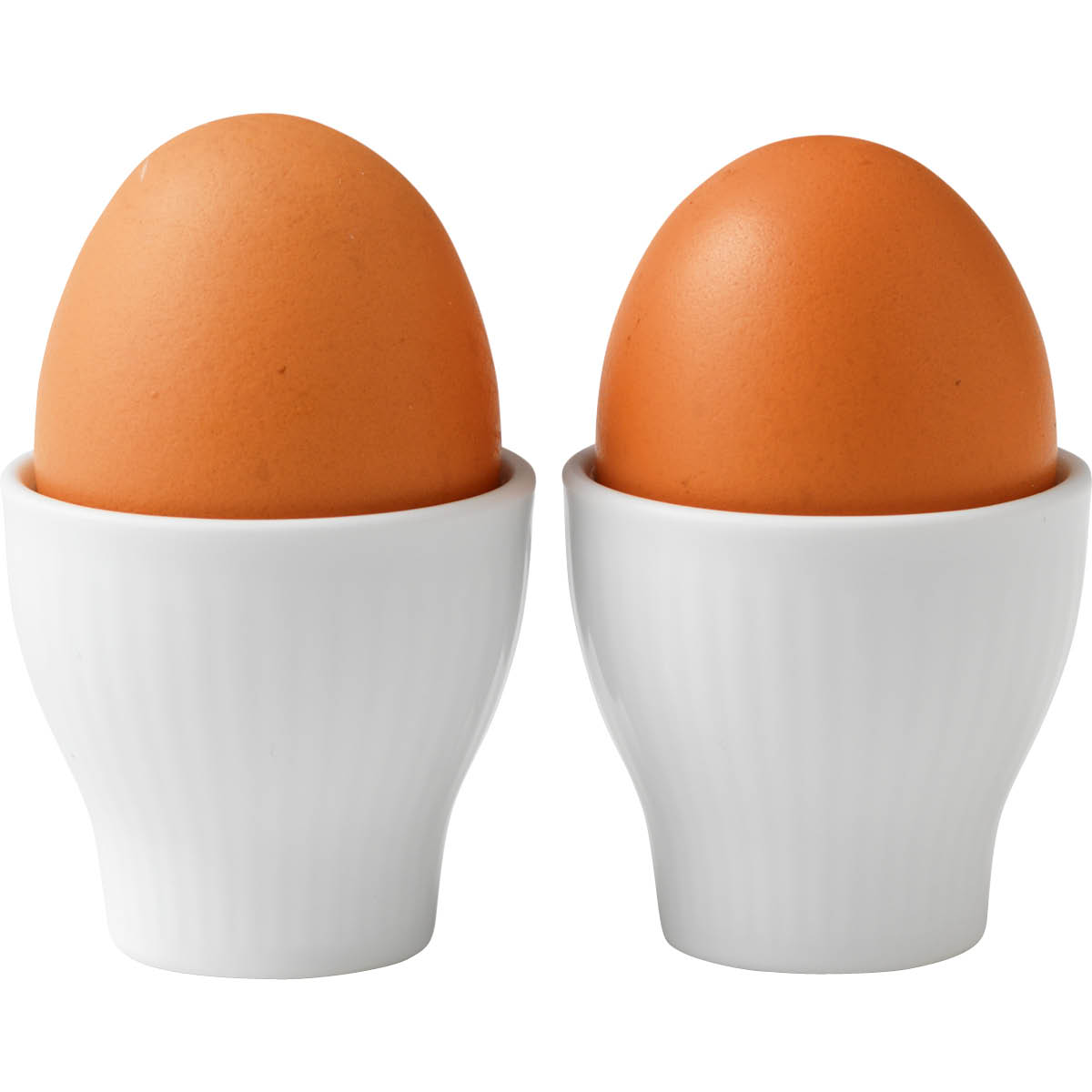 White Fluted &Auml;ggkopp 2-pack