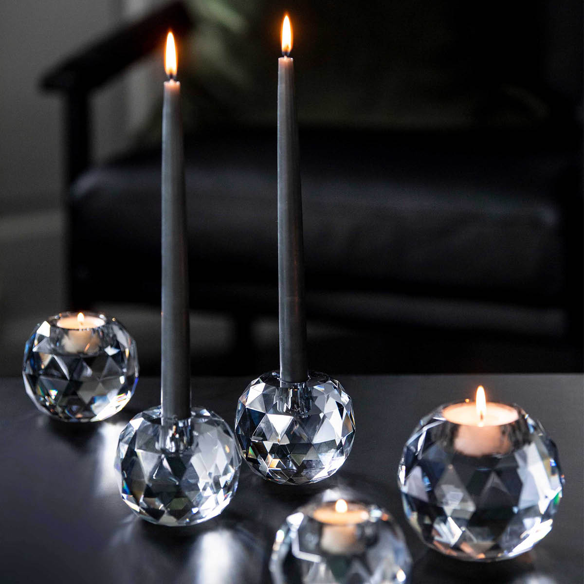 Vera Ljusstake 9,5x9,5 cm Koksgrå