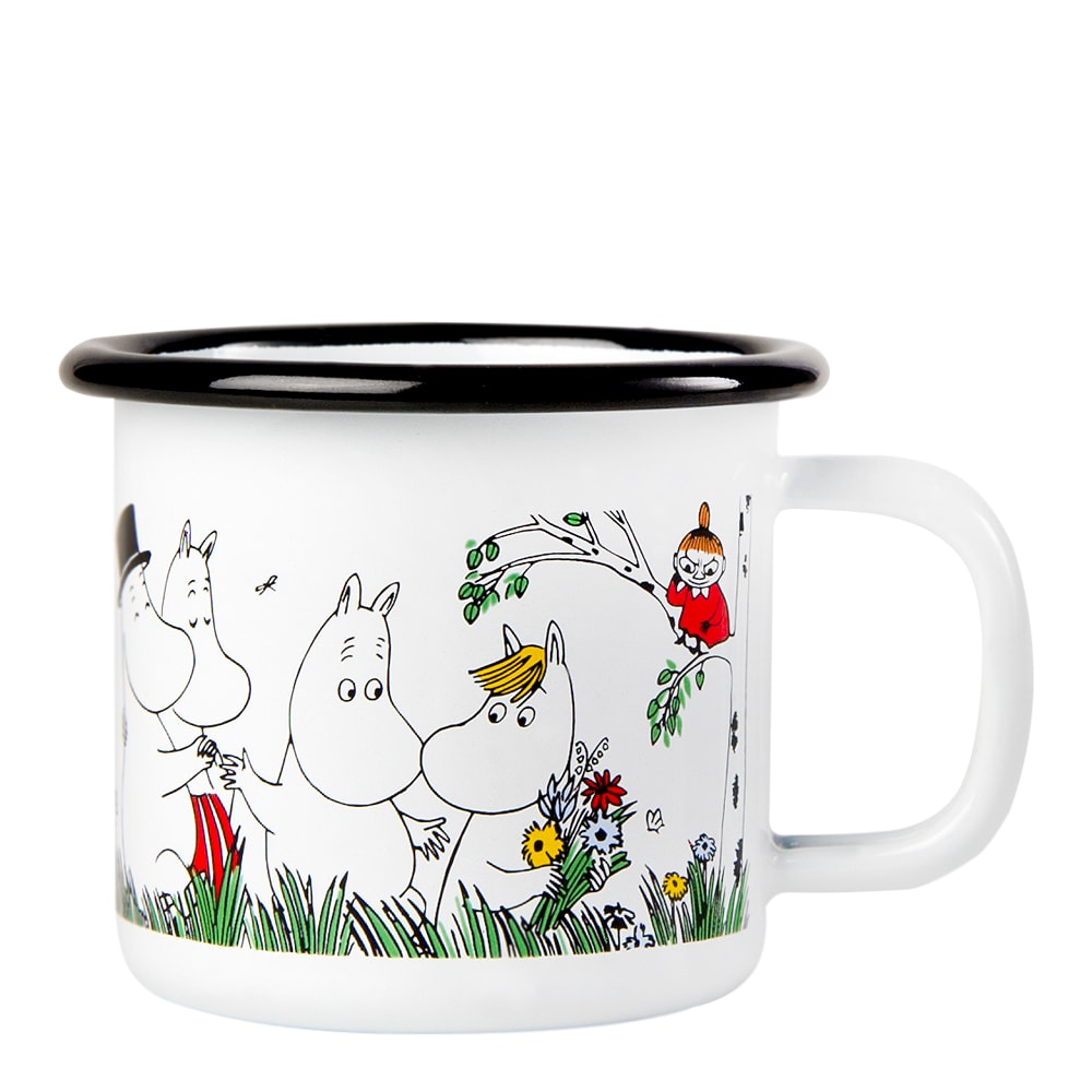 Mumin Emaljmugg Glada Familjen 15 cl Vit