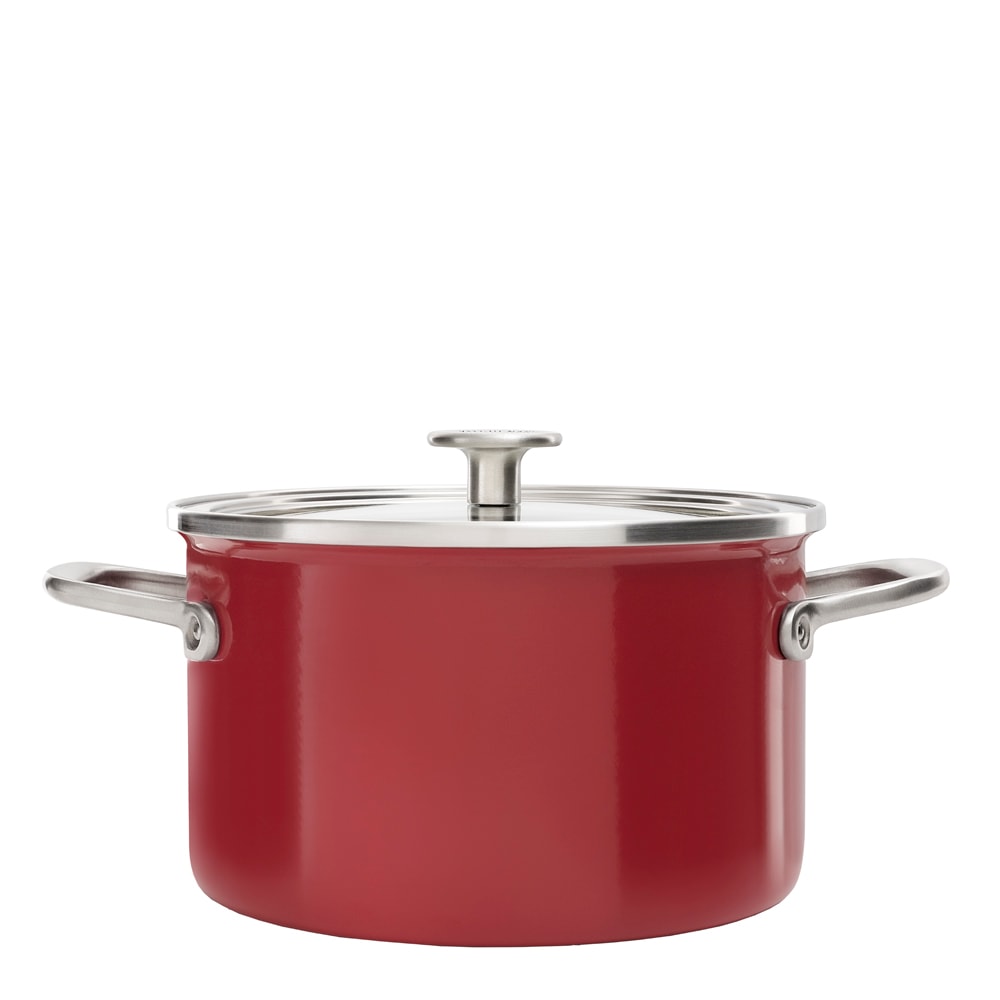KitchenAid Steel Core Enamel Gryta med lock 3,7 L Röd