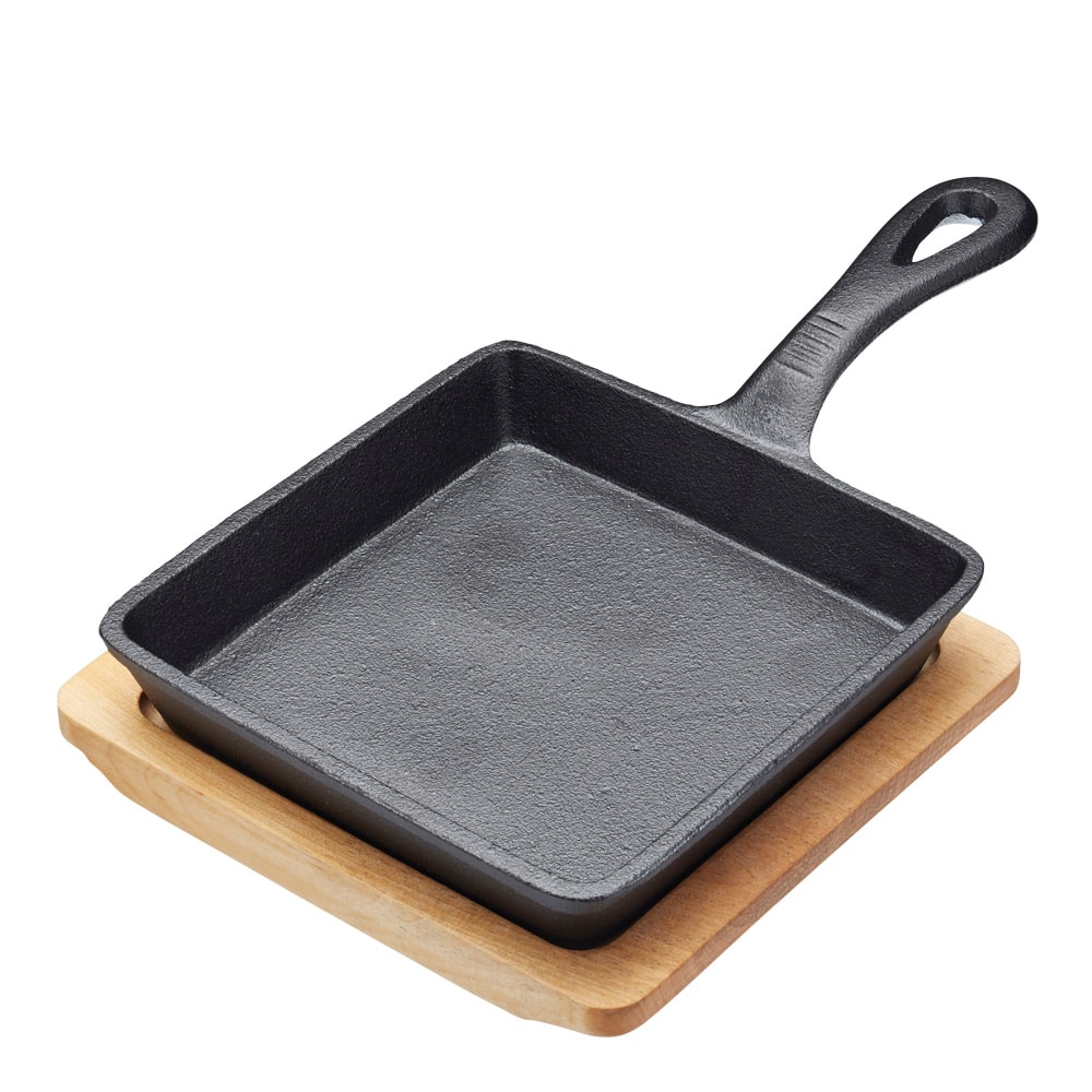 Gjutjärnspanna mini fyrkantig med bräda