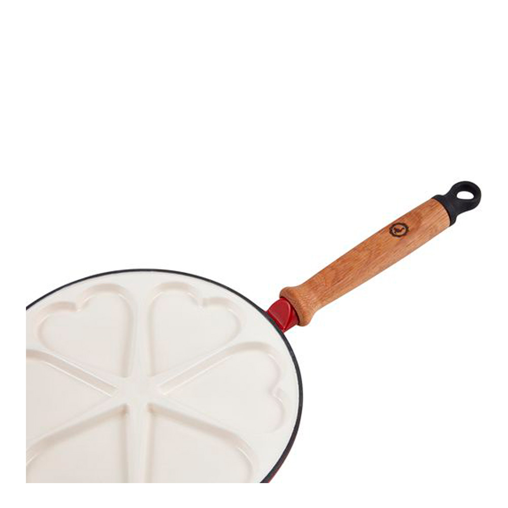 Plättjärn 6 Hjärtan Emaljerad Gjutjärn Röd