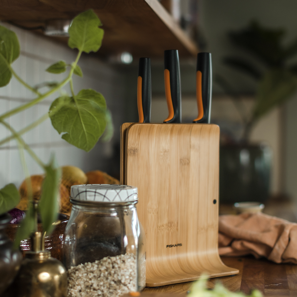 Functional Form Knivblock med 3 Knivar Bambu
