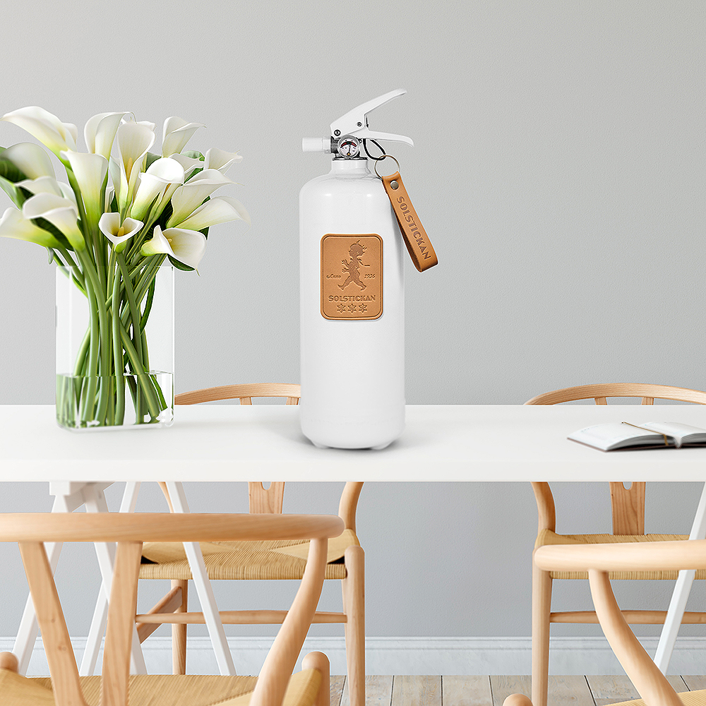 Solstickan Brandsläckare 2 kg Vit/Läder Ljusbrun