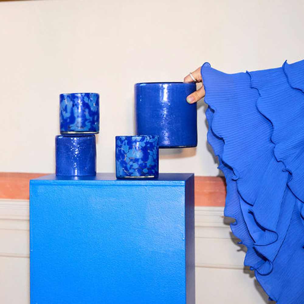 Calore Ljuslykta 10x10 cm Blå