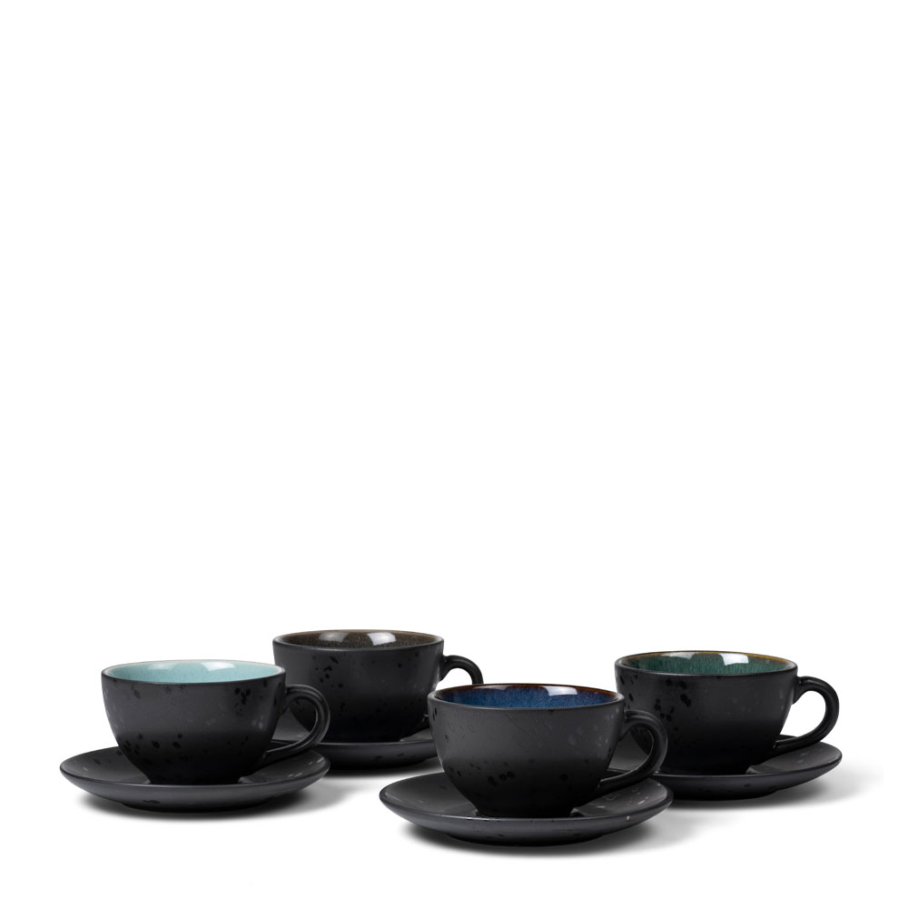 Kopp med tefat 24 cl 4-pack Svart/Blå