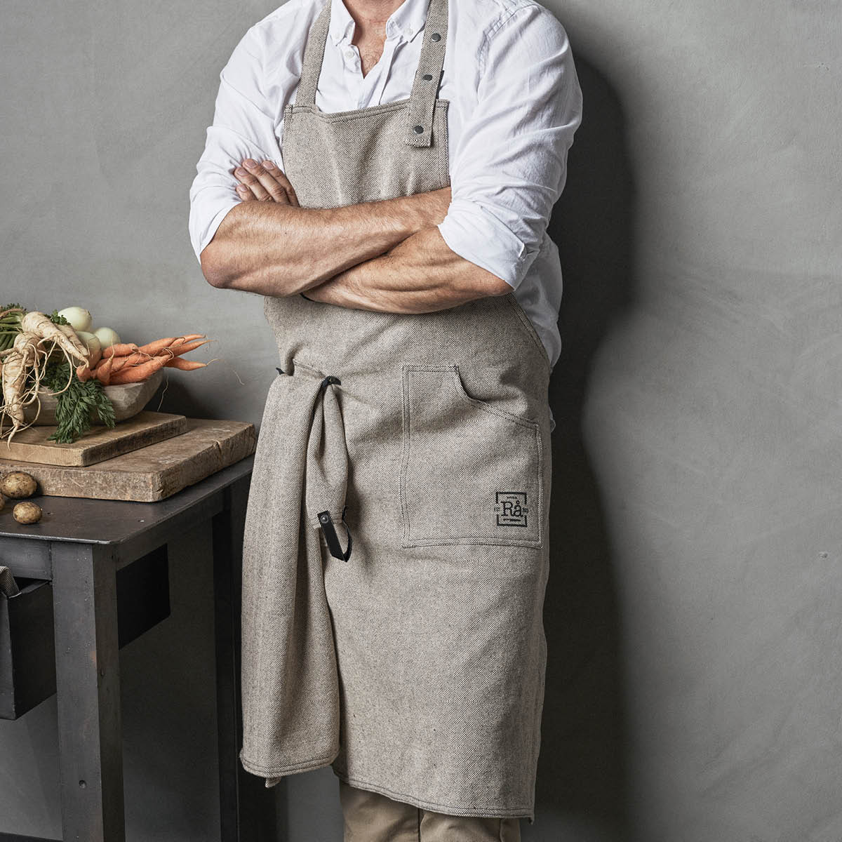 Rå Förkläde 73x95 cm Bomull Mörk Grå