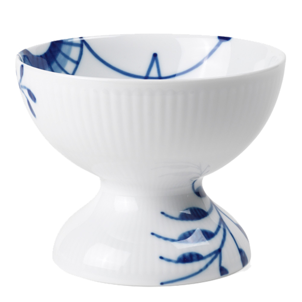 Blue Fluted Mega Skål på fot?8 cm Blå/Vit