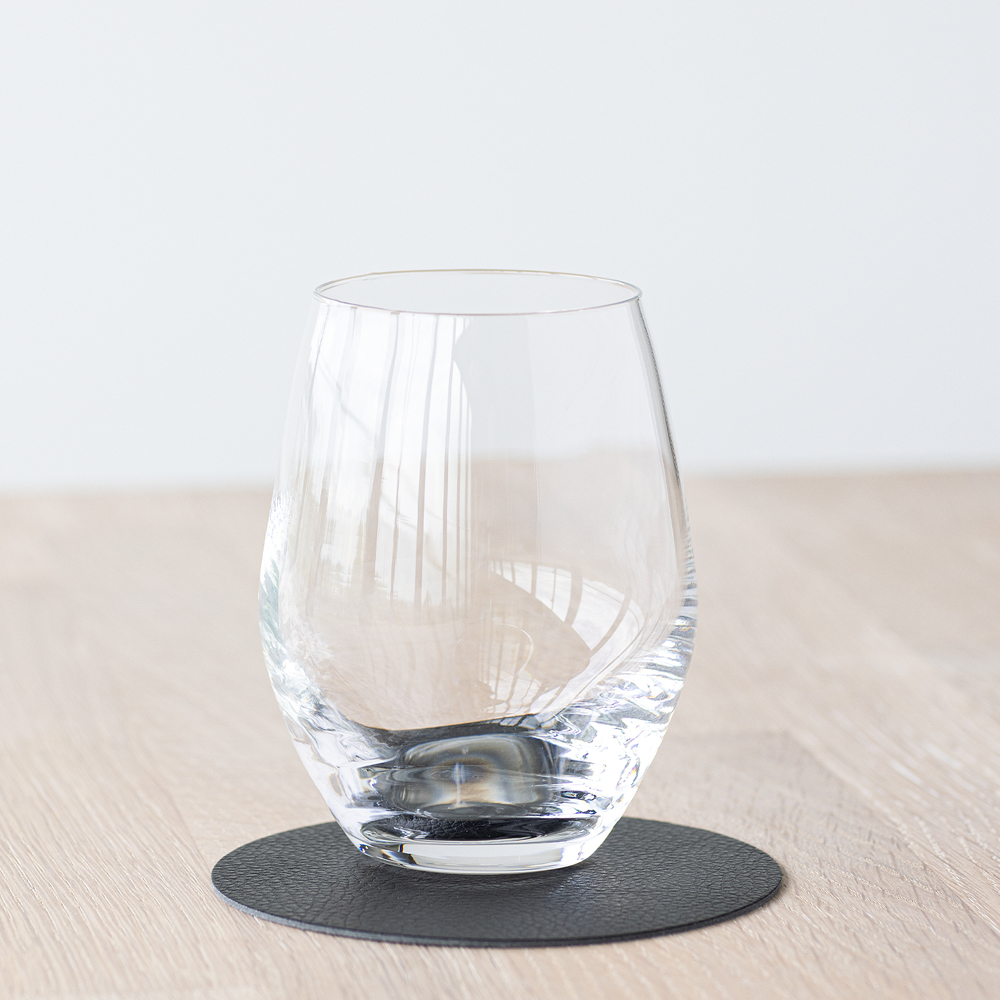 Leather Serene Circle Glasunderlägg 10 cm Black