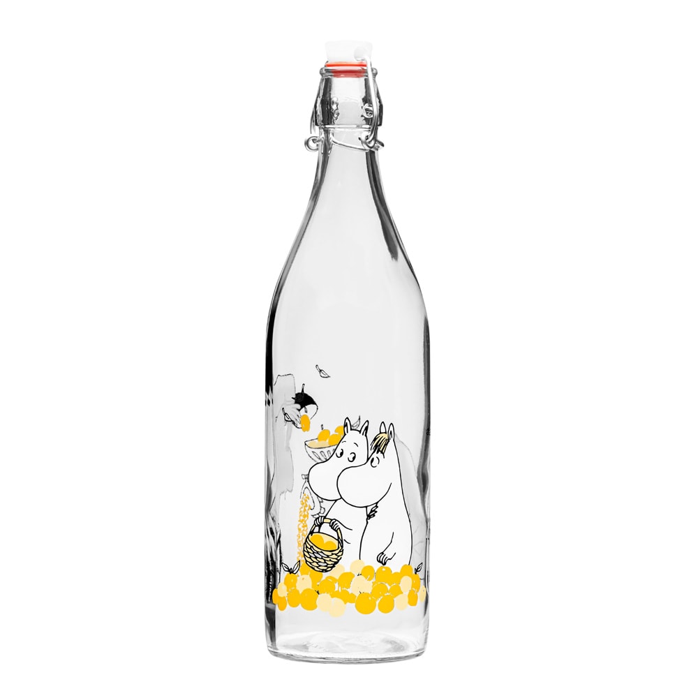 Mumin Glasflaska Fruits 1 L Klar/Gul
