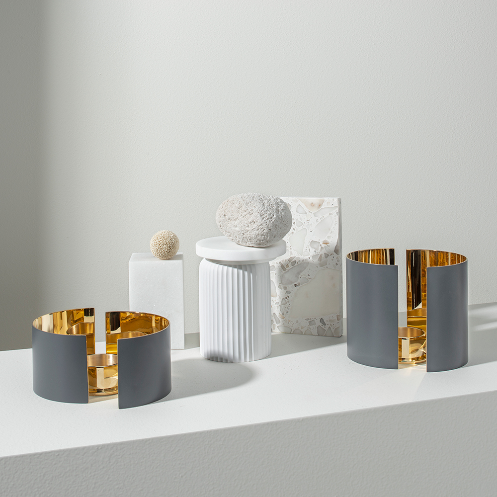 Infinity Ljuslykta 3 delar 6 cm Mörkgrå